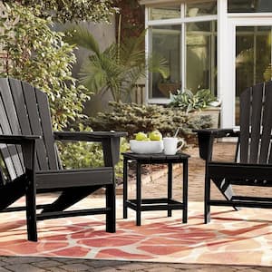 19 in. Black Patio Adirondack HDPE Side End Table Weather Resistant Garden