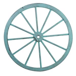 Patio Premier 32 in. Wooden Wagon Wheel in Blue Wash (2-Pack)
