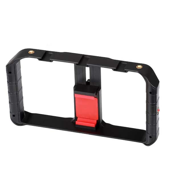 Smartphone Video Rig Stabilizer with Triple Cold Shoe Mount for iPhone & Android Vlogging Universal Tripod Compatibility
