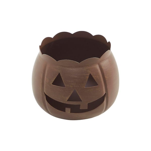 4.25 in. Bronze Jack-O-Lantern Halloween Candle Holder