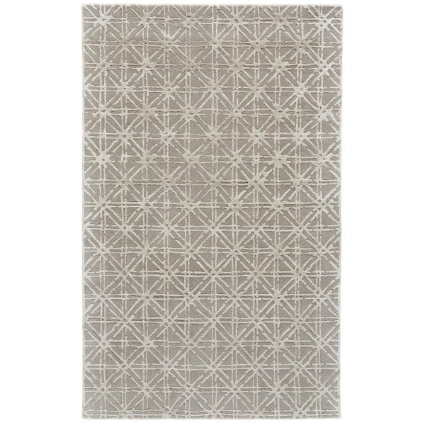 2 ft. x 8 ft. Taupe, Ivory Abstract Area Rug