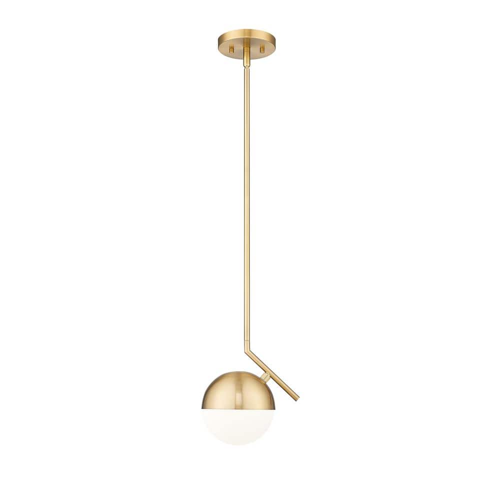 Realm Sphere 8.5 in. Modern Gold 1 Light Pendant with Matte Opal Glass Shad