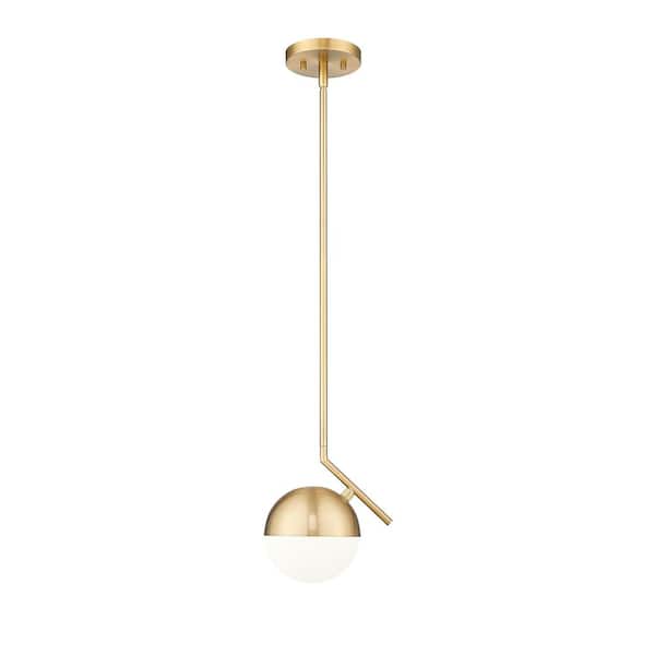Unbranded Realm Sphere 8.5 in. Modern Gold 1 Light Pendant with Matte Opal Glass Shade