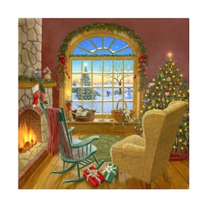 Ruth Sanderson 'Cosy Christmas Cat' Canvas Art - Unframed Home Photography Wall Art 24 in. x 24 in.