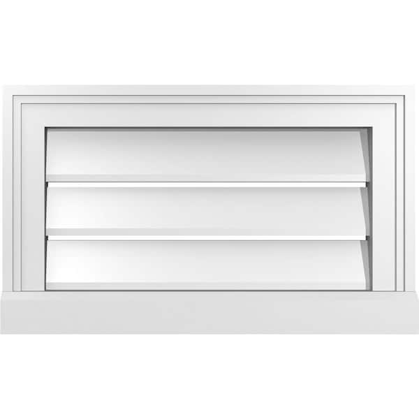 Ekena Millwork 20 in. x 12 in. Vertical Surface Mount PVC Gable Vent: Functional with Brickmould Sill Frame