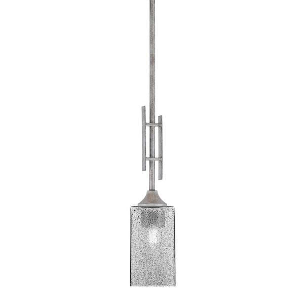 Unbranded Ontario 60-Watt, 1-Light Aged Silver Stem Hung Mini Pendant Light with Smoke Bubble Glass Shade and No Bulb Included