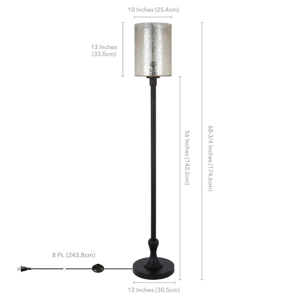Numit 68" Blackened Bronze Floor Lamp with Mercury Glass Shade