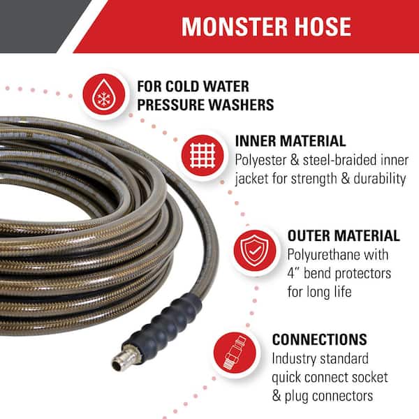 Monster Hose 3/8 in. x 150 ft. Replacement/Extension Hose with QC Connections for 4500 PSI Cold Water Pressure Washers
