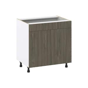 Medora 33 in. W x 34.5 in. H x 24 in. D Textured Slab Walnut Shaker Assembled Sink Base Kitchen Cabinet