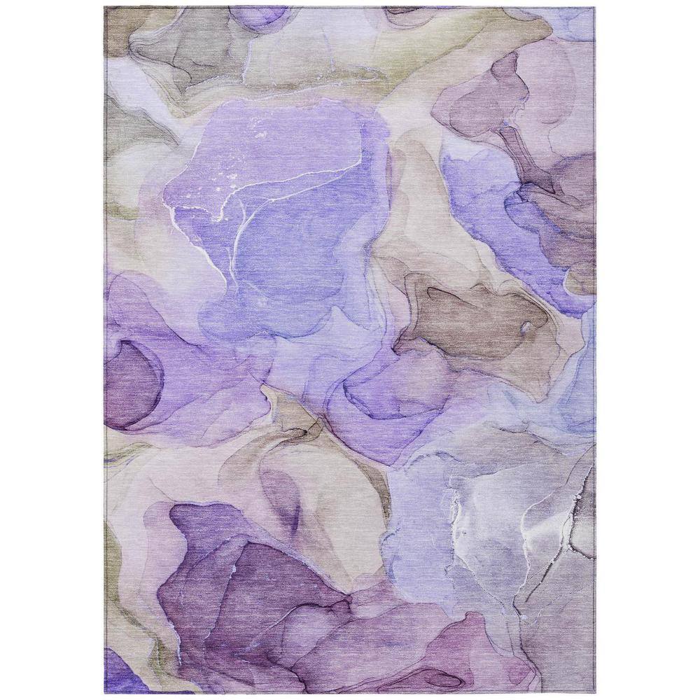 HomeRoots Gray and Purple 9 ft. x 12 ft. Abstract Indoor / Outdoor Area ...