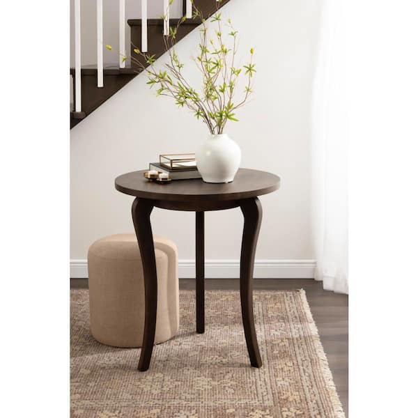 Mariona 26 in. Dark Brown Round Solid Wood Console Table