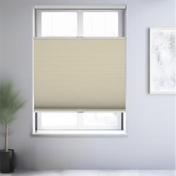 Cut-to-Size Beige Blackout Cordless Top Down Bottom Up Polyester Cellular Shades 58.75 in. W x 48 in. L