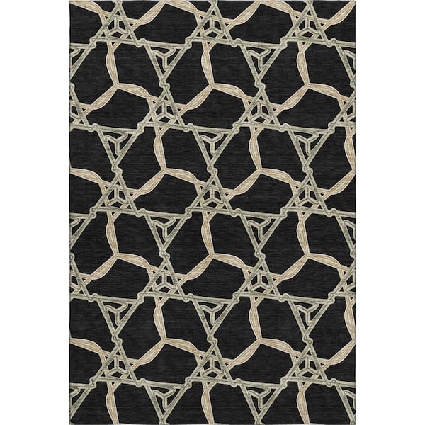 Addison Rugs Mayfield Premium Machine Washable Abstract AMF959 Black 3 ft. x 5 ft. Area Rug