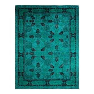 One-of-a-Kind Contemporary Green 9 ft. x 12 ft. Hand Knotted Overdyed Area Rug