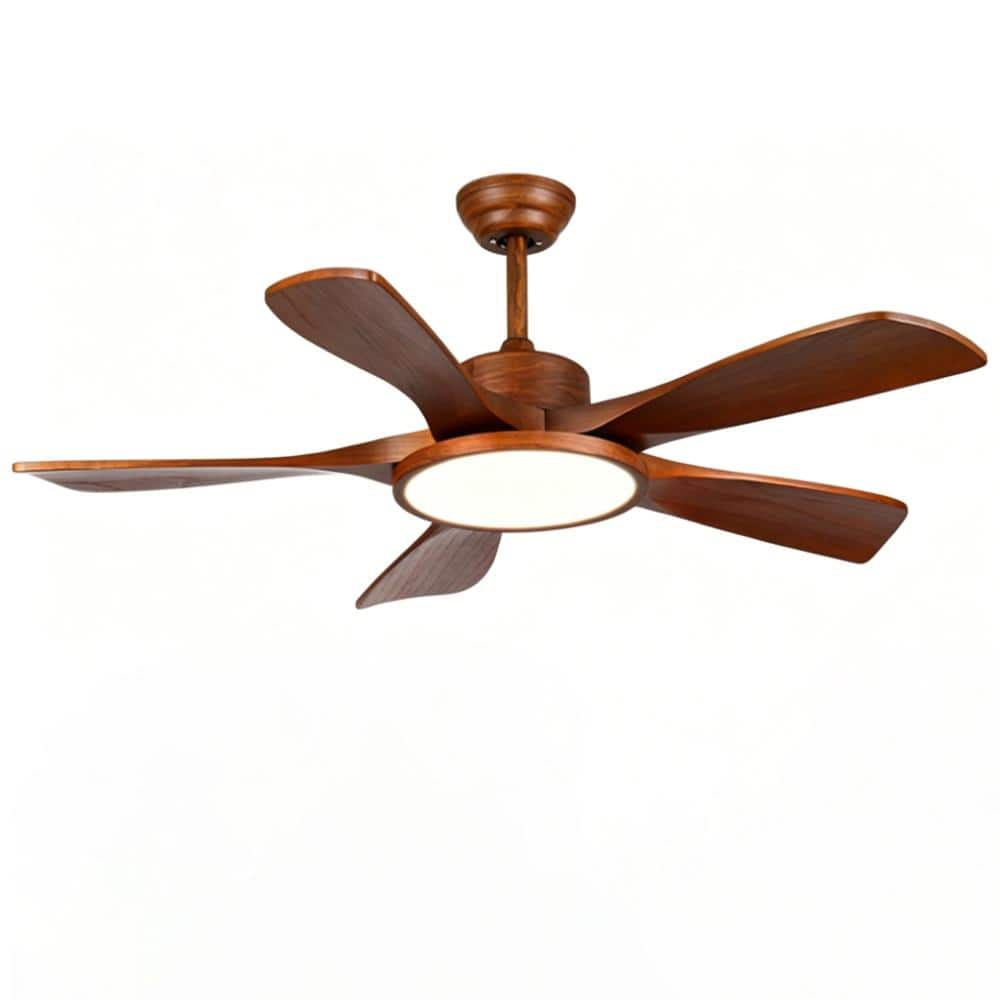 52 in Modern Brown Solid Wood Brown Flush Mount Standard Ceiling Fans with 3CCT Dimmable LED Lights and 2 Downrod price history on PriceWatchPro