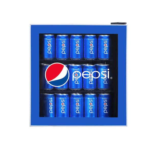 Pepsi:Permasteel 17.5 in. 1.8 cu. ft. 50 (12 oz.) Can or 17-Bottle Glass Door Compact Beverage Cooler in Blue without Freezer
