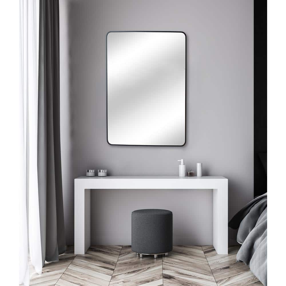 Home Decorators Collection 24 in. W x 30 in. H Rectangular Aluminum Framed  Wall Bathroom Vanity Mirror in Black 2430-AL067B - The Home Depot