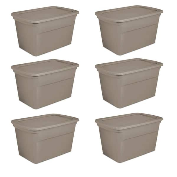 Sterilite 30 Gallon Plastic Stackable Storage Tote Container Box, Taupe(24  Pack) 