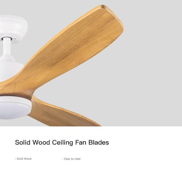 52 in. Indoor Intergrated LED Lighting Ceiling Fan in Beige and Yellow with Remote Control and 3 Solid Wood Blade