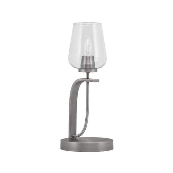 Unbranded Olympia 16.75 in. Graphite Piano Desk Lamp with Clear Bubble Glass Shade
