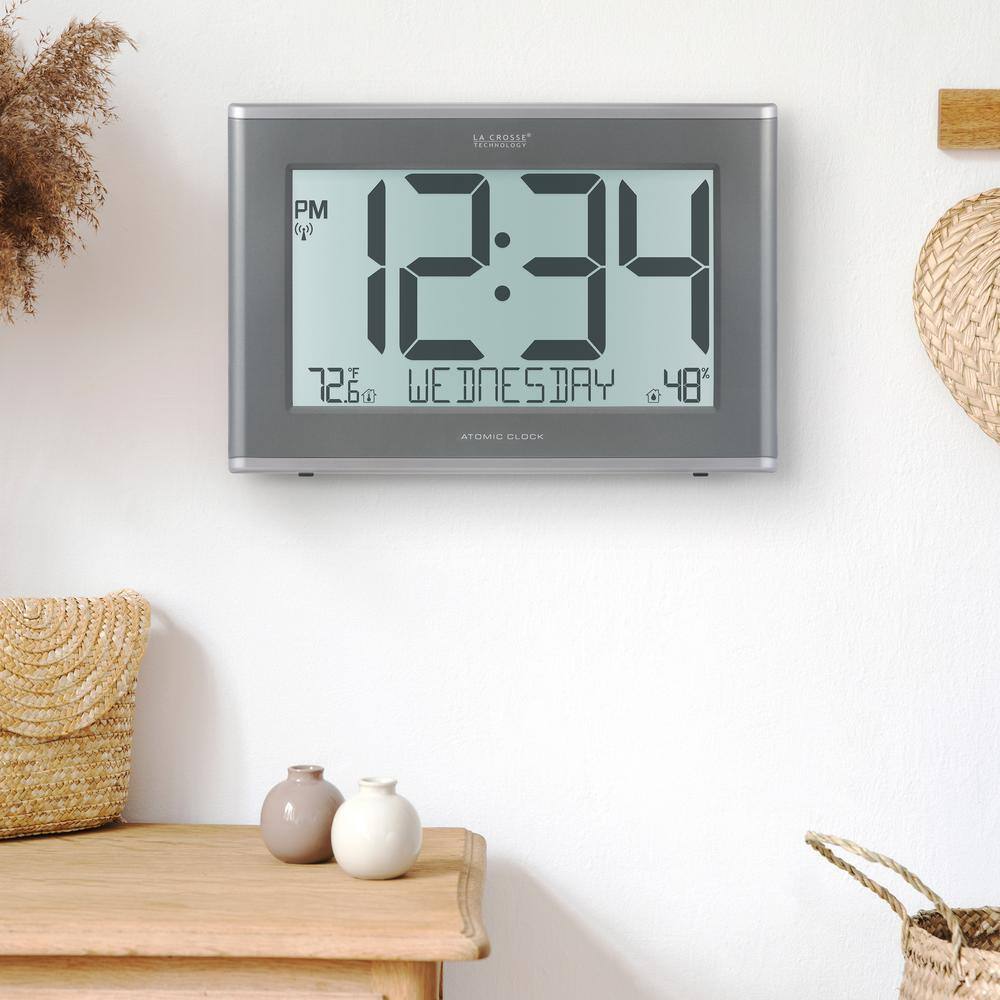 Extra-Large Gray Atomic Digital Wall Clock with Backlight