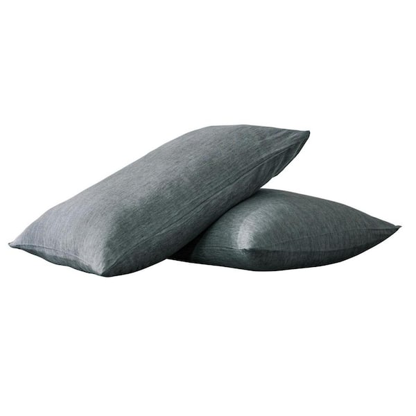 HomeRoots Slate Gray Linen King Pillowcase (Set of 2)