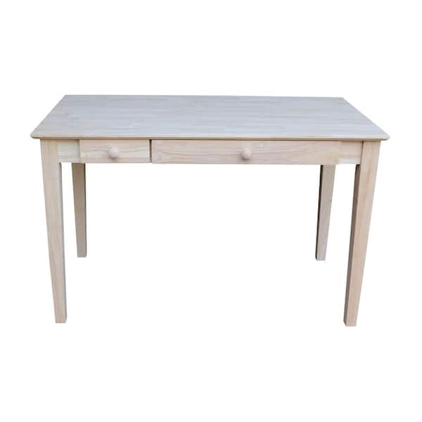 International Concepts 48 in. Rectangular Unfinished 2 Drawer Writing Desk with Solid Wood Material