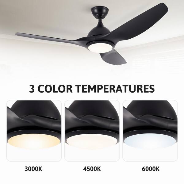 Merra 52 in. Modern LED Indoor Black Semi Flush Mount Ceiling Fan