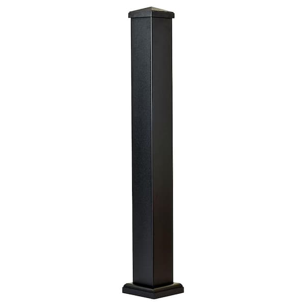 3 in. x 3 in. x 36 in. Black Powder Coated Aluminum Deck Post Kit (1-Pack)