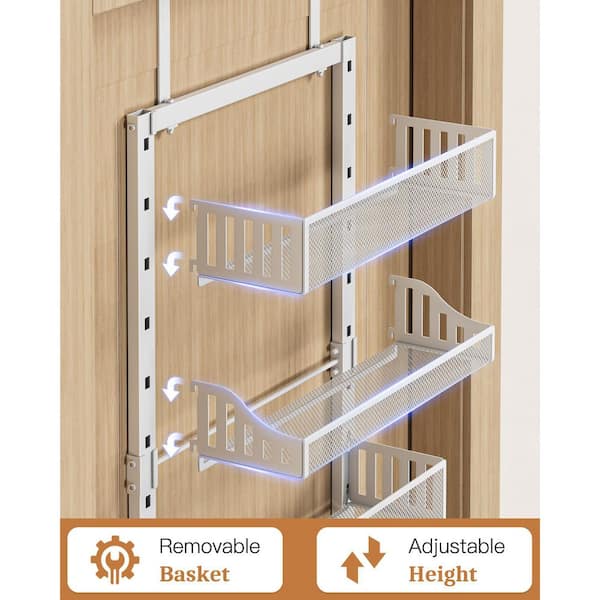 Numhew 8-Tier White Over the Door Pantry Organizer, 2 in 1