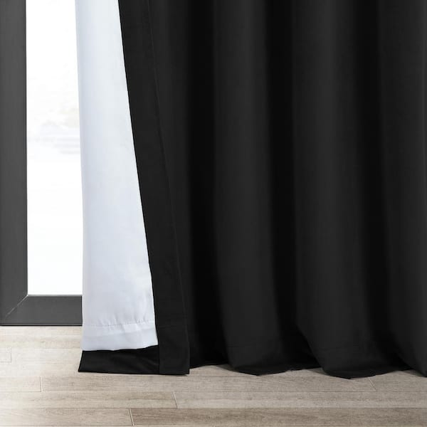 Exclusive Fabrics & Furnishings Black Extra Wide Velvet Rod Pocket Blackout  Curtain - 100 in. W x 108 in. L (1 Panel) VPCH-VET1212-108 - The Home Depot