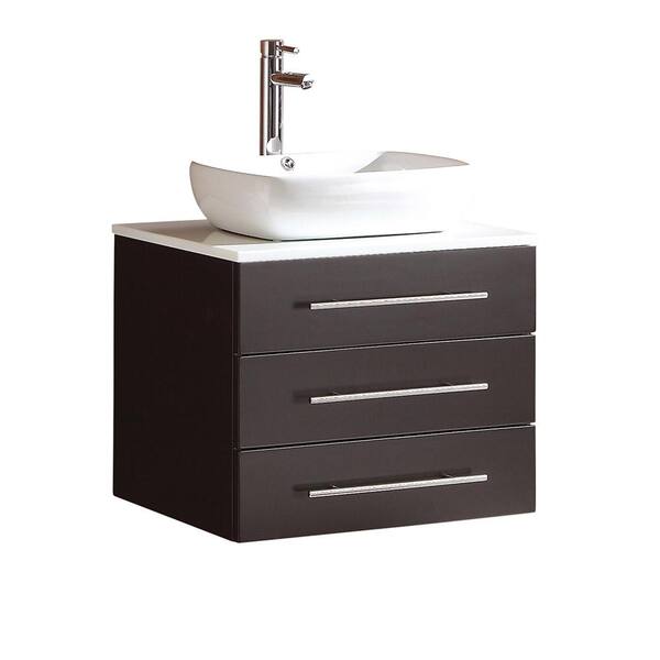 Fresca Modella 24 in. Bath Vanity in Espresso with Marble Vanity Top in White with White Basin