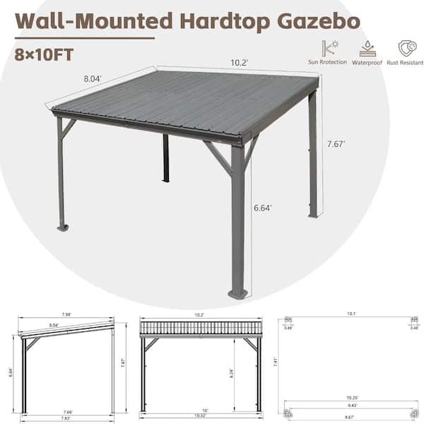 juneberrygarden様確認ページです JUJABU Gray 6.5 ft. x 12 ft. Wall Mounted Gazebo with Sloping Roof