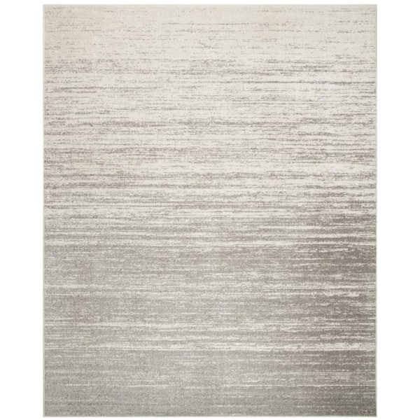 Adirondack Light Gray/Gray Solid Color 12 ft. x 15 ft. Striped Area Rug