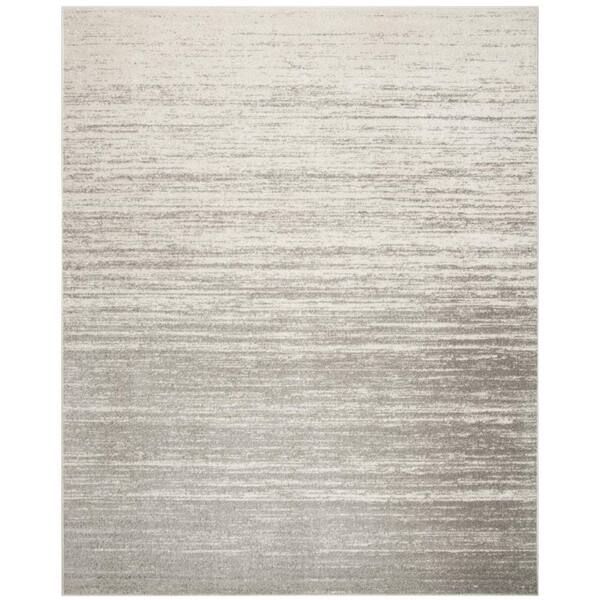 Adirondack 2 ft. x 12 ft. Light Gray/Gray Solid Color Striped Runner Rug