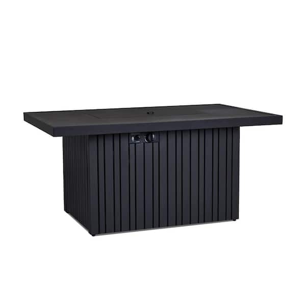 Real Flame Calvin 52 in. Aluminum Propane Fire Pit Table in Black Coral