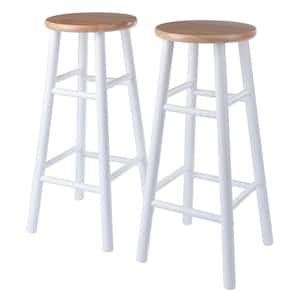 Huxton 29 in. 2-Piece Natural and White Backless Bar Stool Set
