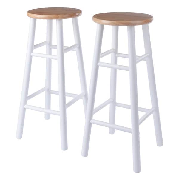 WINSOME WOOD Huxton 29 in. 2-Piece Natural and White Backless Bar Stool Set