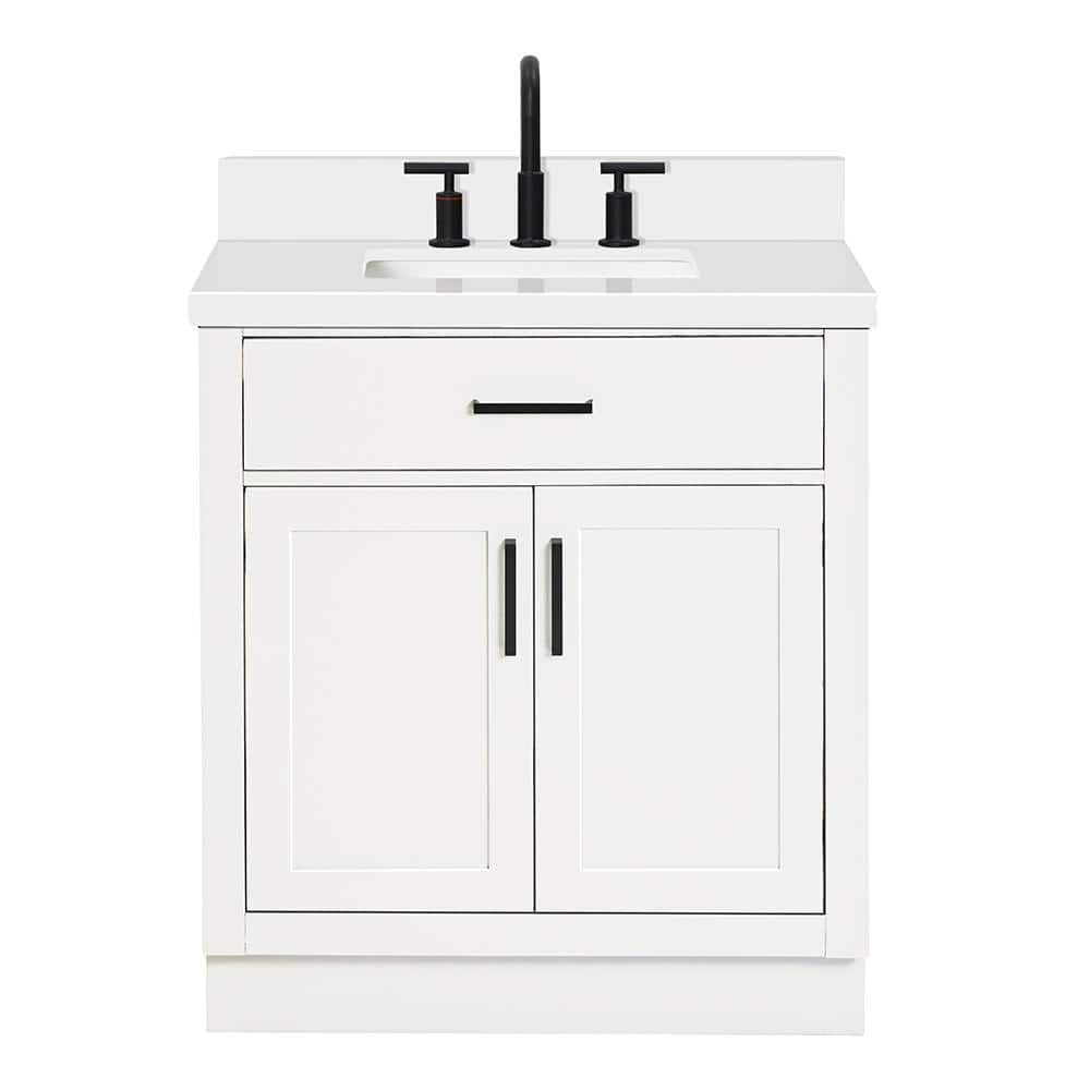 Hepburn 31" White Hardwood Freestanding Single Vanity Set