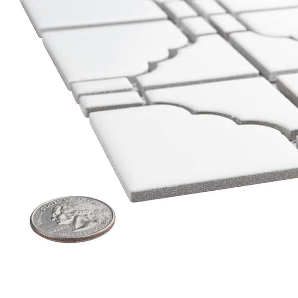 Osaka Matte White 11-3/4 in. x 11-3/4 in. Porcelain Mosaic Tile (9.8 sq. ft./Case)