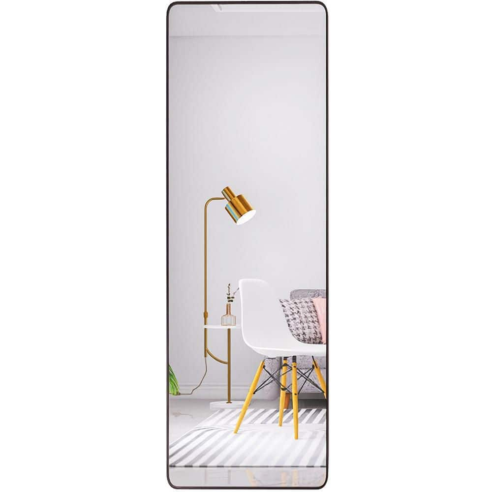 Afoxsos 22 in. W x 65 in. H Square Rounded Corners Full-Length  BlackAluminum Alloy Frame Floor Mirror HDMX1855 - The Home Depot