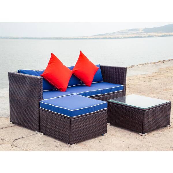 3 piece patio set with ottoman