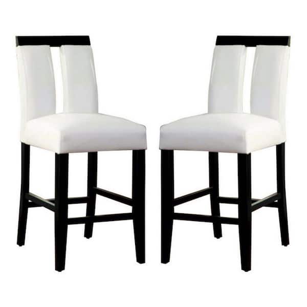 Benjara Luminar II Contemporary 41 in. H White and Black Finish Counter Height Side Chair (Set of 2)