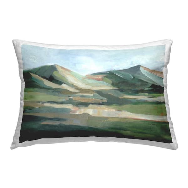 Stupell Industries Green Brushed Mountains Green Print Polyester 14 in. x 20 in. Throw Pillow