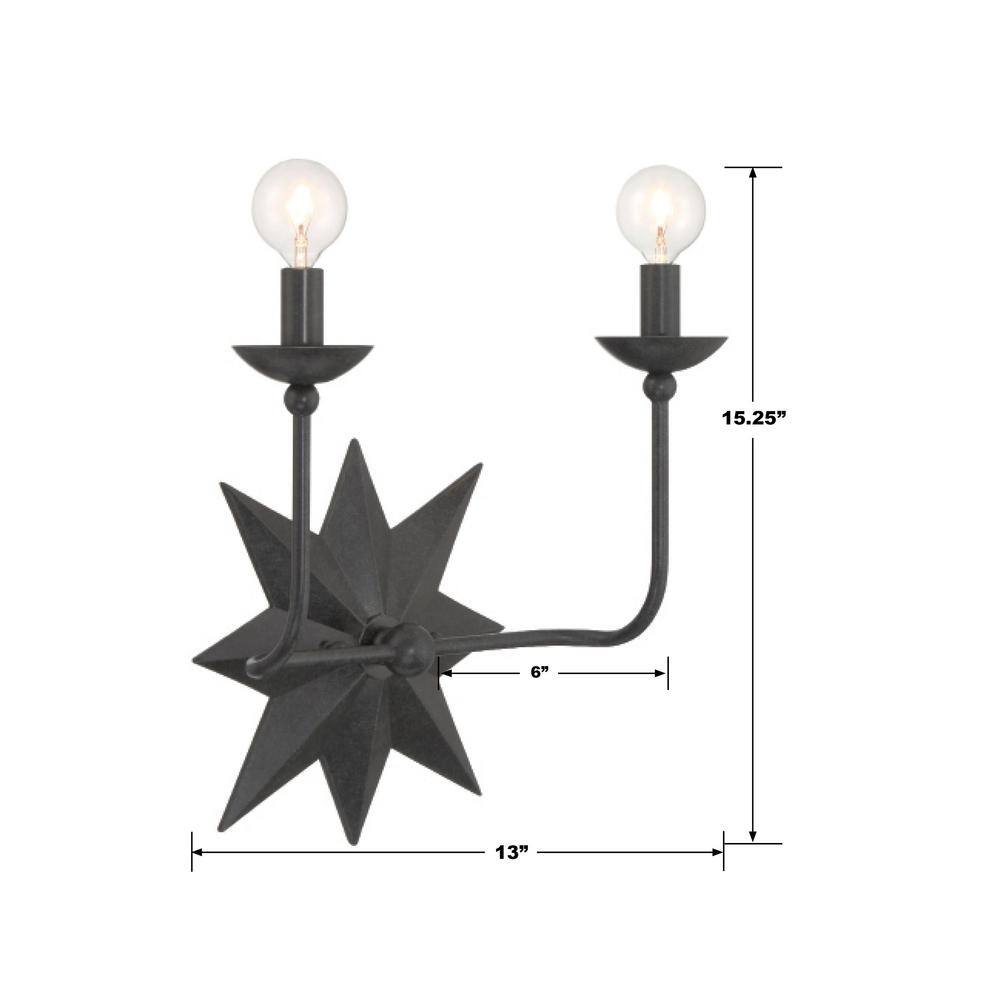 Astro Collection Dual-Light Black Dimmable Sconce