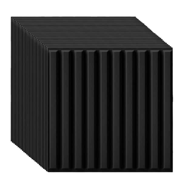 Angel Sar 60-Pack 12in. x 12 in. Black 3D Slat Wall Panels, VC Angel Sar 60-Pack 12in. x 12 in. Black 3D Slat Wall Panels, VC
