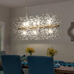 Calzada Decor 9-Light Gold Dandelion Firework Chandelier LED Crystal Pendant Lights