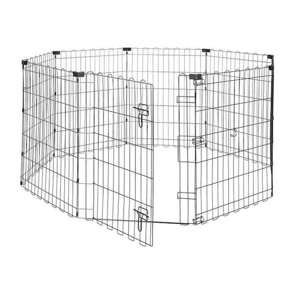 2.5 ft. x 5 ft. Octagonal Foldable Flat Top Metal Rectangle Fencing Playpen with Single Door for Dogs, Black