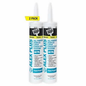 Alex Plus 10.1 oz. White Acrylic Latex Caulk Plus Silicone (2-Pack)
