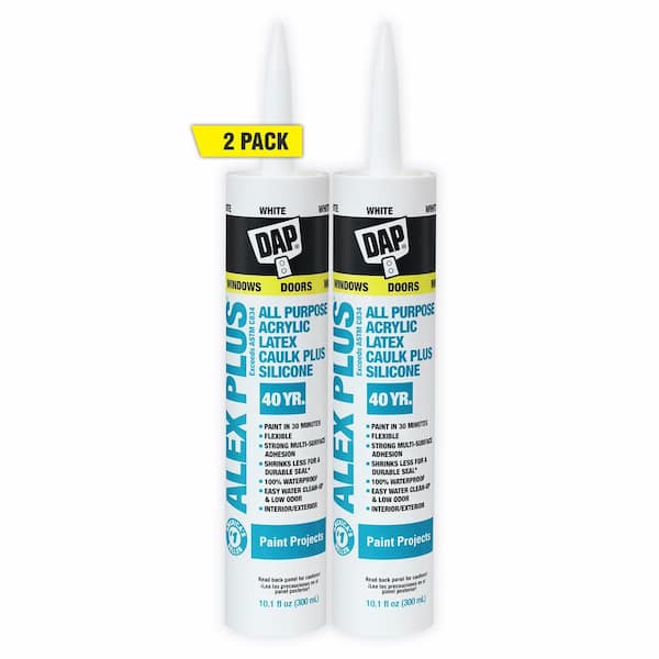DAP Alex Plus 10.1 oz. White Acrylic Latex Caulk Plus Silicone (2-Pack)